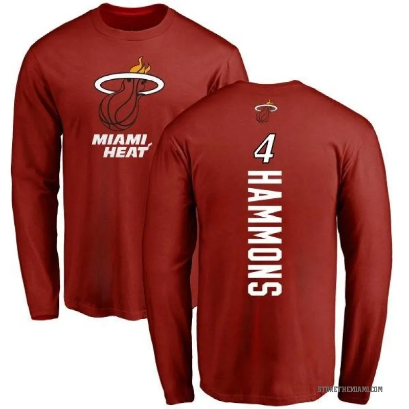 A.J. Hammons Youth Miami Heat Cardinal Backer Long Sleeve T-Shirt