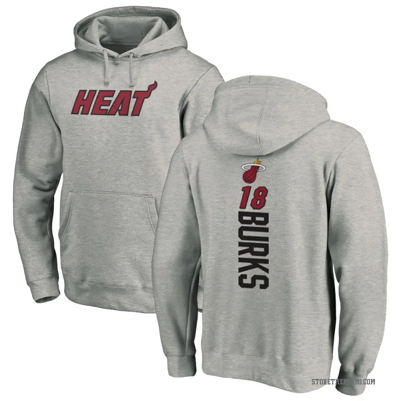 Alec Burks Men's Miami Heat Branded Ash Backer Pullover Hoodie