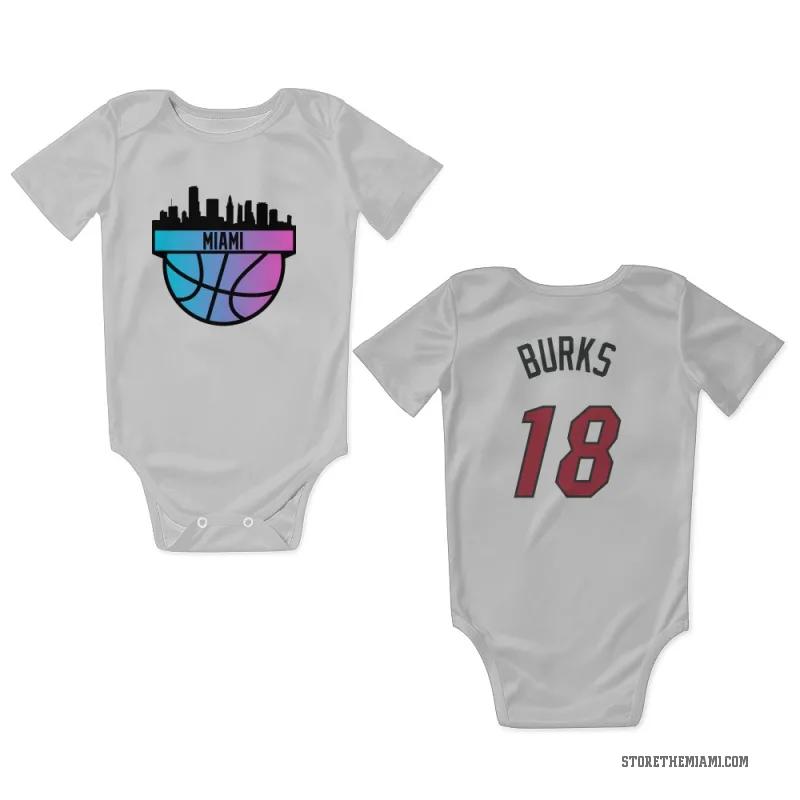 Alec Burks  White Miami Heat  Newborn & Infant Bodysuit