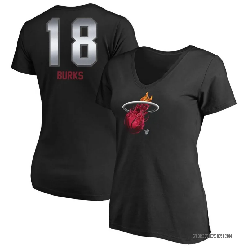 Alec Burks Women's Black Miami Heat Midnight Mascot T-Shirt
