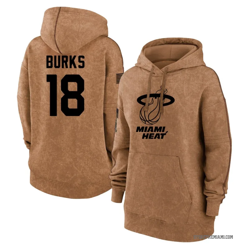 Alec Burks Women's Brown Miami Heat 2023 Salute to Service Pullover Hoodie