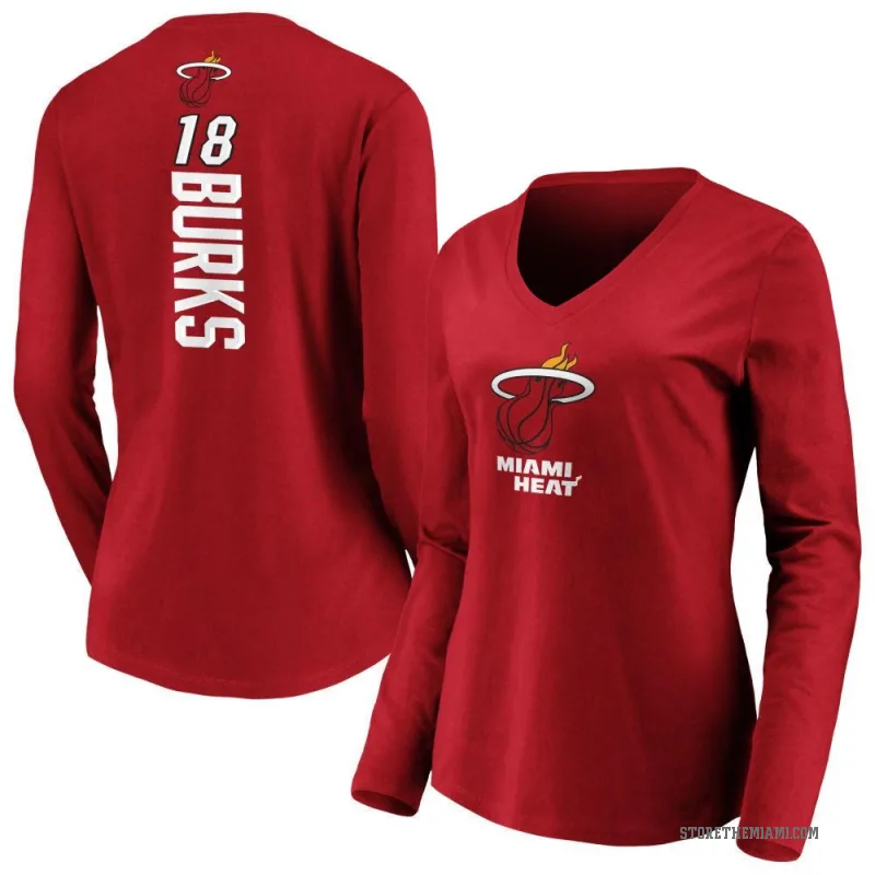 Alec Burks Women's Miami Heat Cardinal Backer Long Sleeve T-Shirt