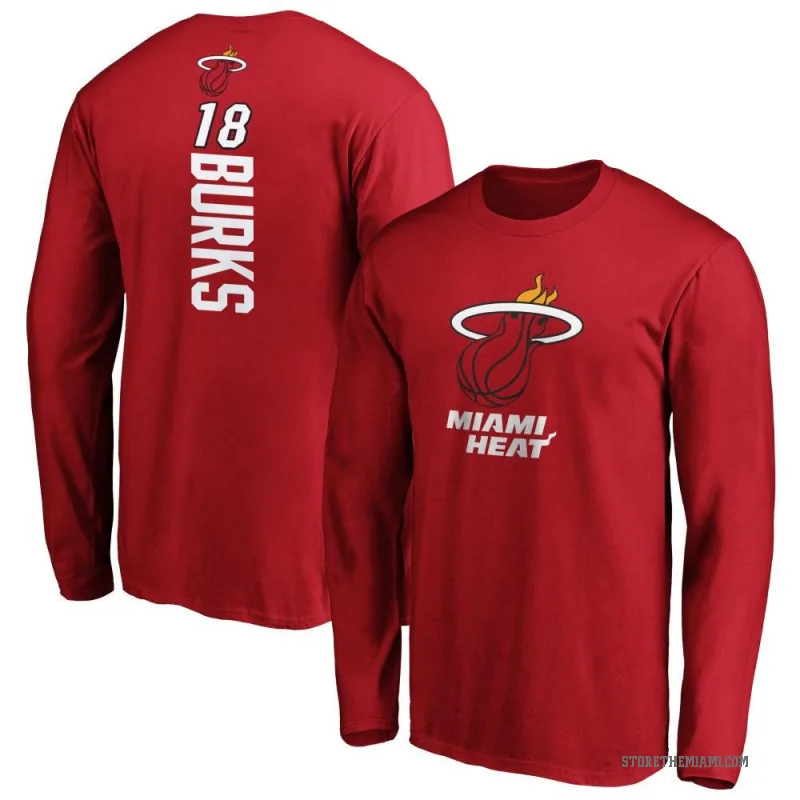 Alec Burks Youth Miami Heat Cardinal Backer Long Sleeve T-Shirt
