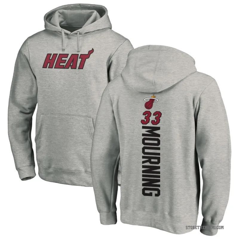Alonzo Mourning Men's Miami Heat Branded Ash Backer Pullover Hoodie