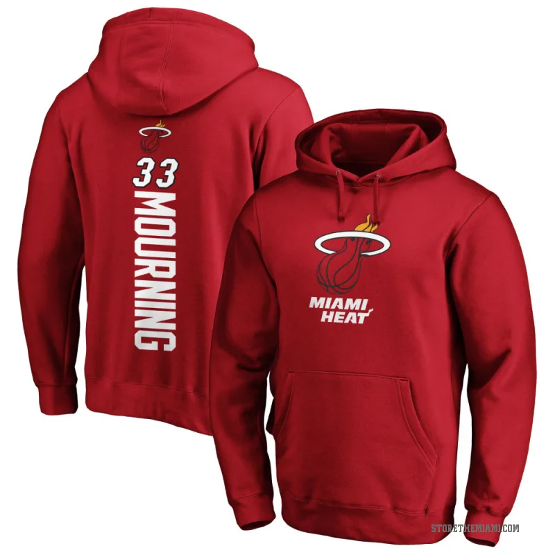 Alonzo Mourning Men's Miami Heat Branded Cardinal Backer Pullover Hoodie