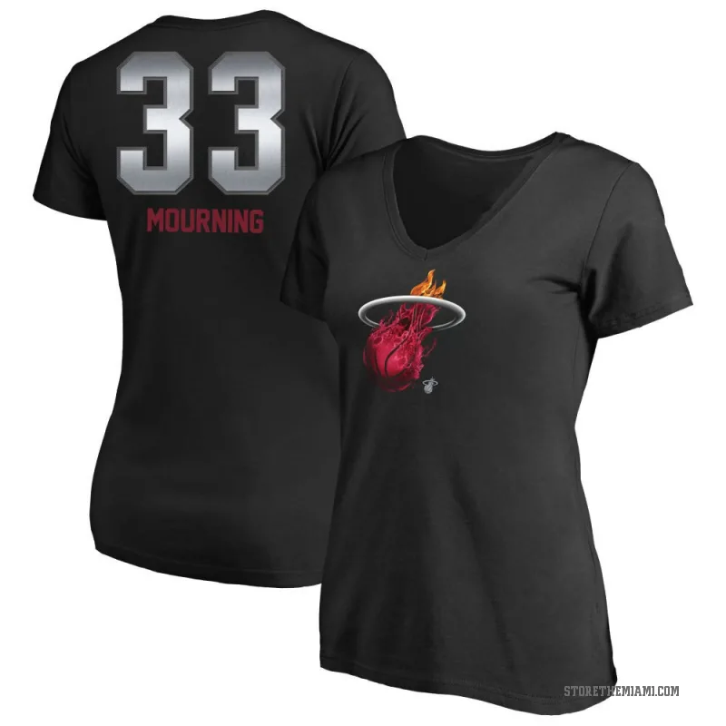 Alonzo Mourning Women's Black Miami Heat Midnight Mascot T-Shirt
