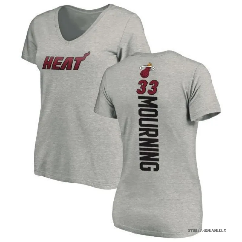 Alonzo Mourning Women's Miami Heat Ash Backer T-Shirt