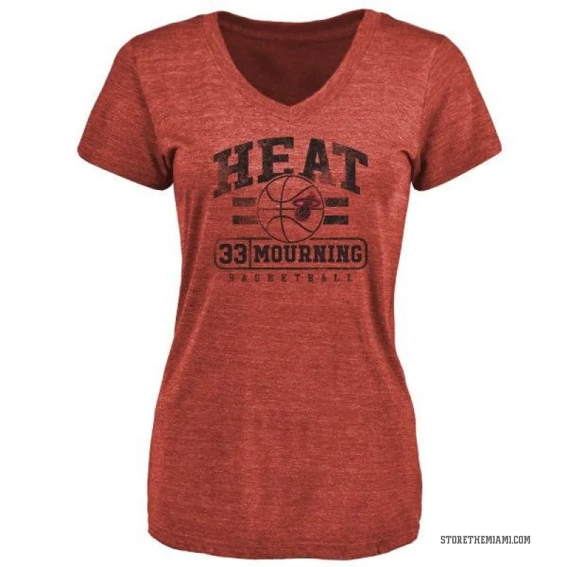 Alonzo Mourning Women's Miami Heat Cardinal Baseline T-Shirt