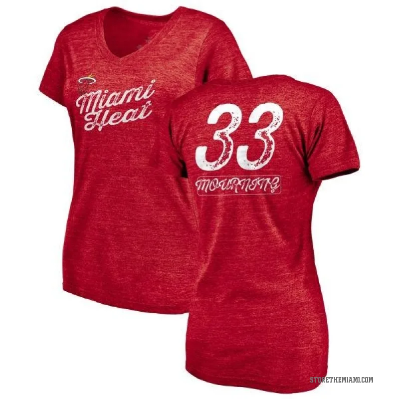 Alonzo Mourning Women's Red Miami Heat Sideline V-Neck T-Shirt