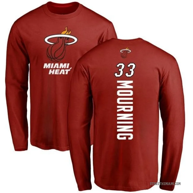 Alonzo Mourning Youth Miami Heat Cardinal Backer Long Sleeve T-Shirt