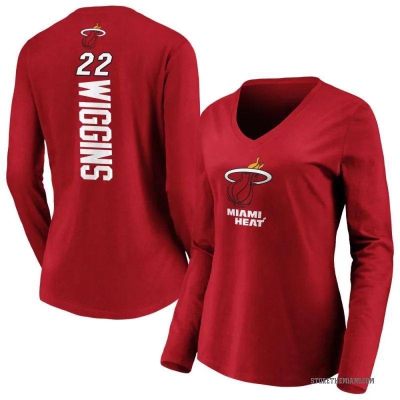 Andrew Wiggins Women's Miami Heat Cardinal Backer Long Sleeve T-Shirt