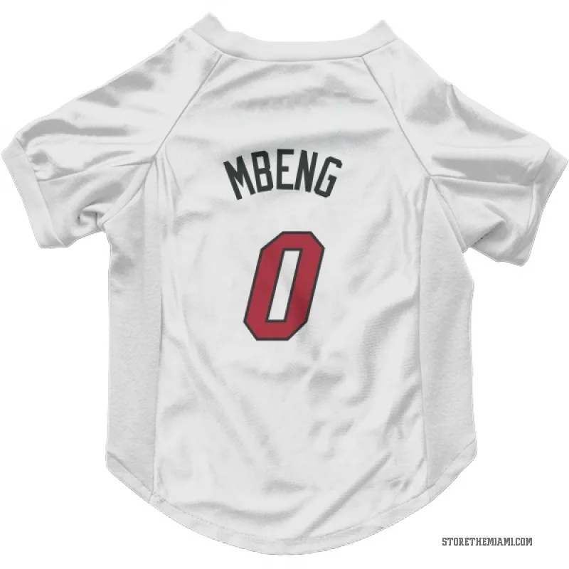 Bez Mbeng  White Miami Heat  Cat & Dog Pet Jersey