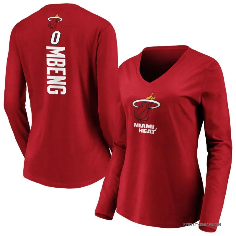 Bez Mbeng Women's Miami Heat Cardinal Backer Long Sleeve T-Shirt