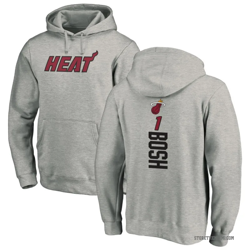 Chris Bosh Men's Miami Heat Branded Ash Backer Pullover Hoodie