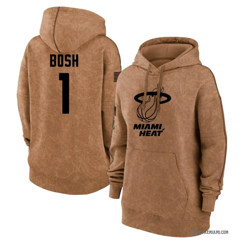 Chris Bosh Women's Brown Miami Heat 2023 Salute to Service Pullover Hoodie