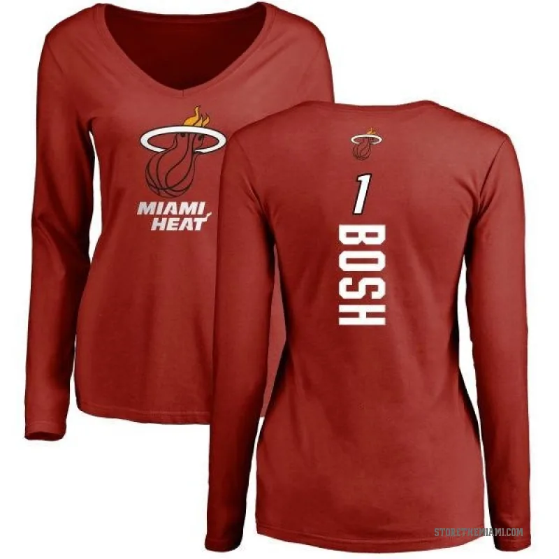 Chris Bosh Women's Miami Heat Cardinal Backer Long Sleeve T-Shirt