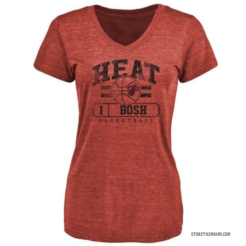 Chris Bosh Women's Miami Heat Cardinal Baseline T-Shirt
