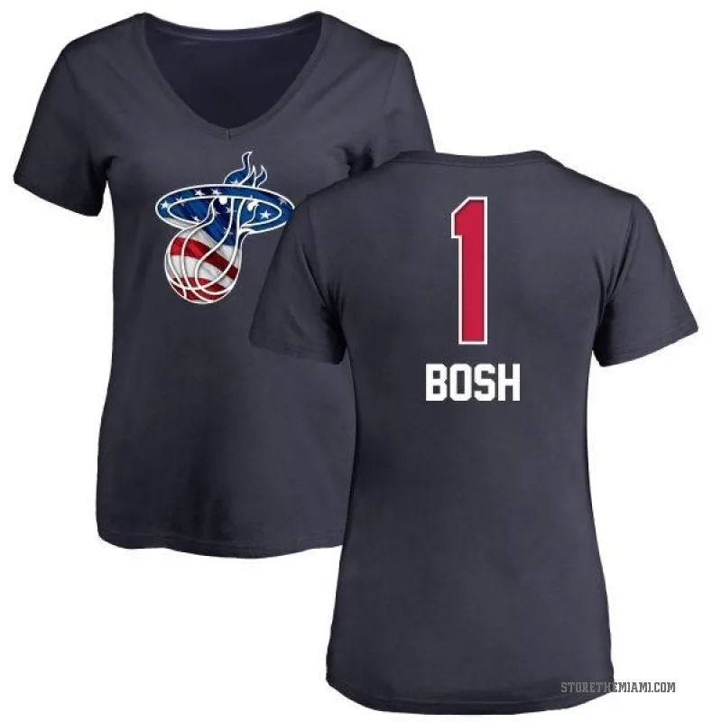 Chris Bosh Women's Navy Miami Heat Name and Number Banner Wave V-Neck T-Shirt