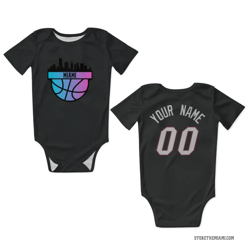 Custom  Black Miami Heat   Newborn & Infant Bodysuit