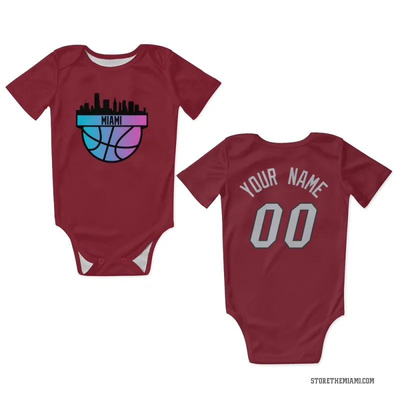 Custom  Red Miami Heat   Newborn & Infant Bodysuit