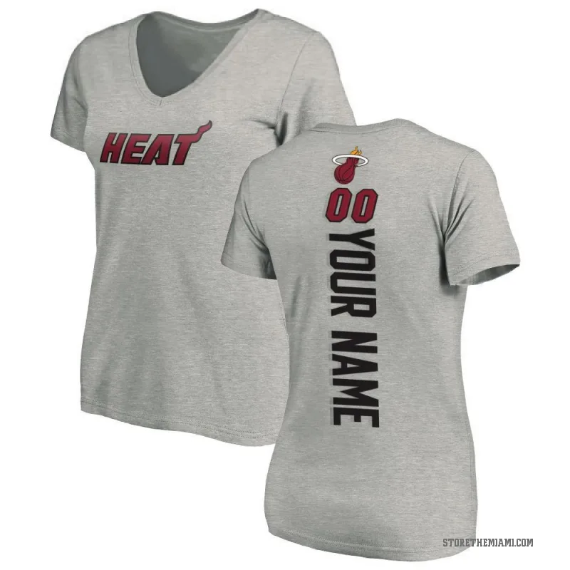 Custom Women's Miami Heat Ash Backer T-Shirt