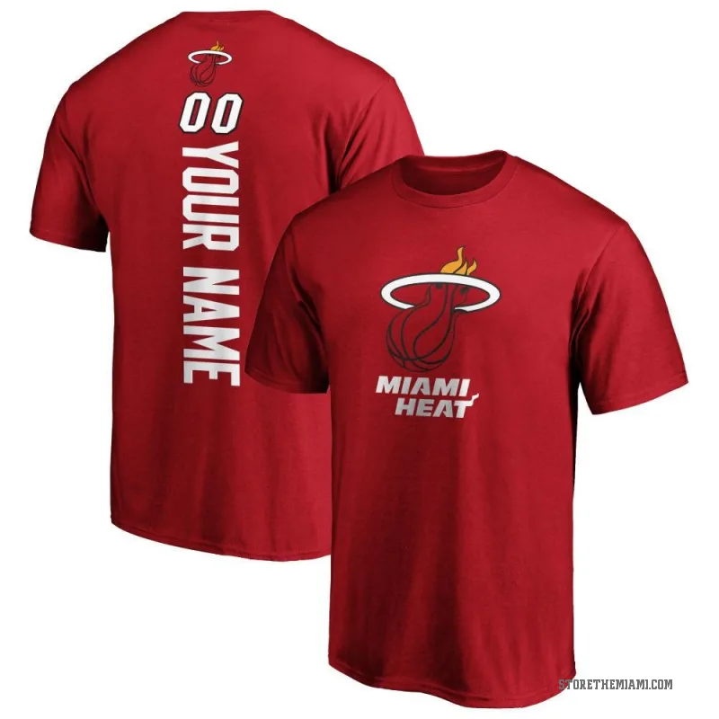 Custom Youth Miami Heat Cardinal Backer T-Shirt