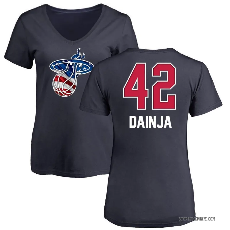 Dain Dainja Women's Navy Miami Heat Name and Number Banner Wave V-Neck T-Shirt