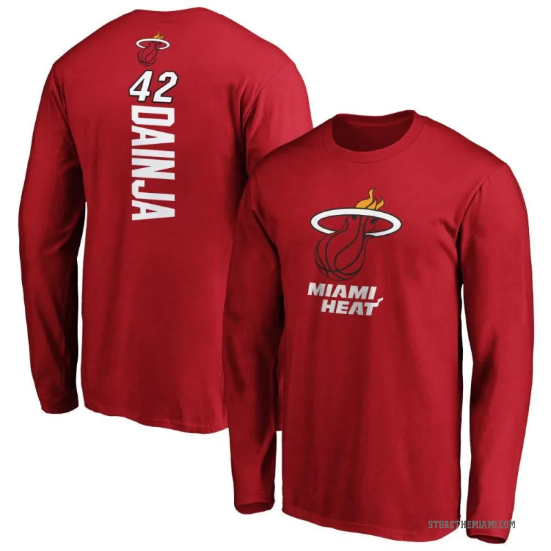 Dain Dainja Youth Miami Heat Cardinal Backer Long Sleeve T-Shirt