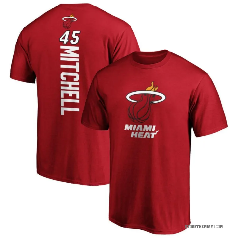 Davion Mitchell Men's Miami Heat Cardinal Backer T-Shirt