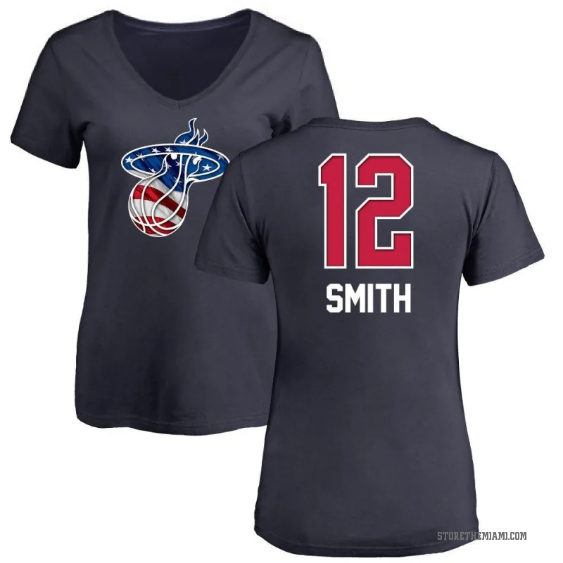 Dru Smith Women's Navy Miami Heat Name and Number Banner Wave V-Neck T-Shirt