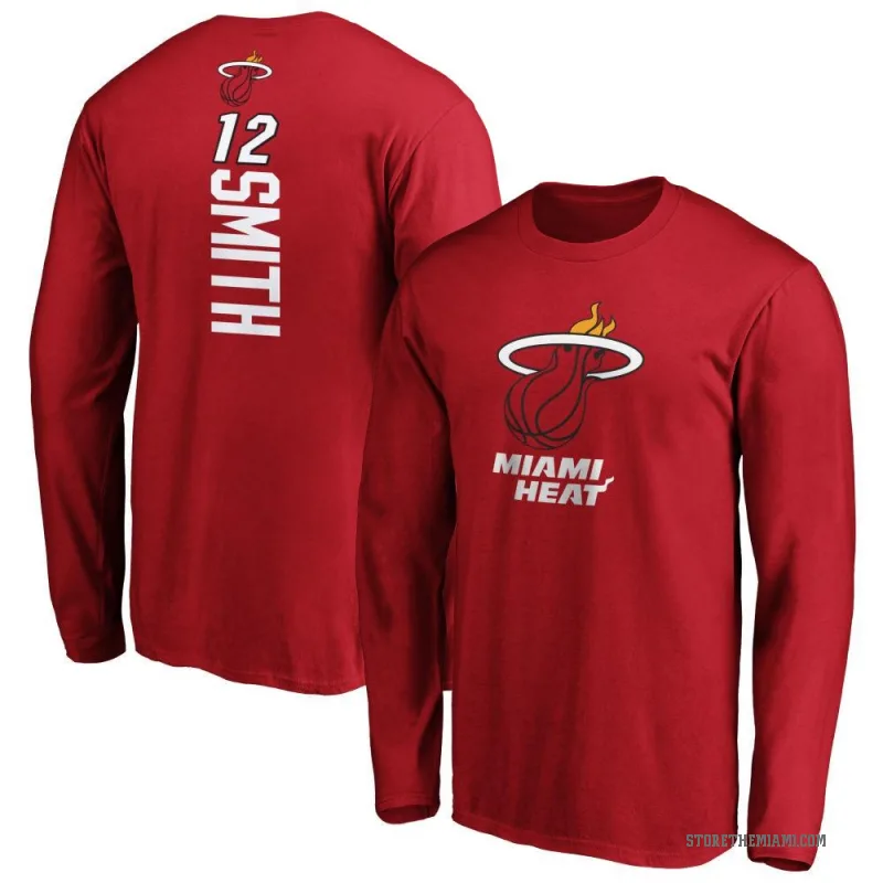 Dru Smith Youth Miami Heat Cardinal Backer Long Sleeve T-Shirt