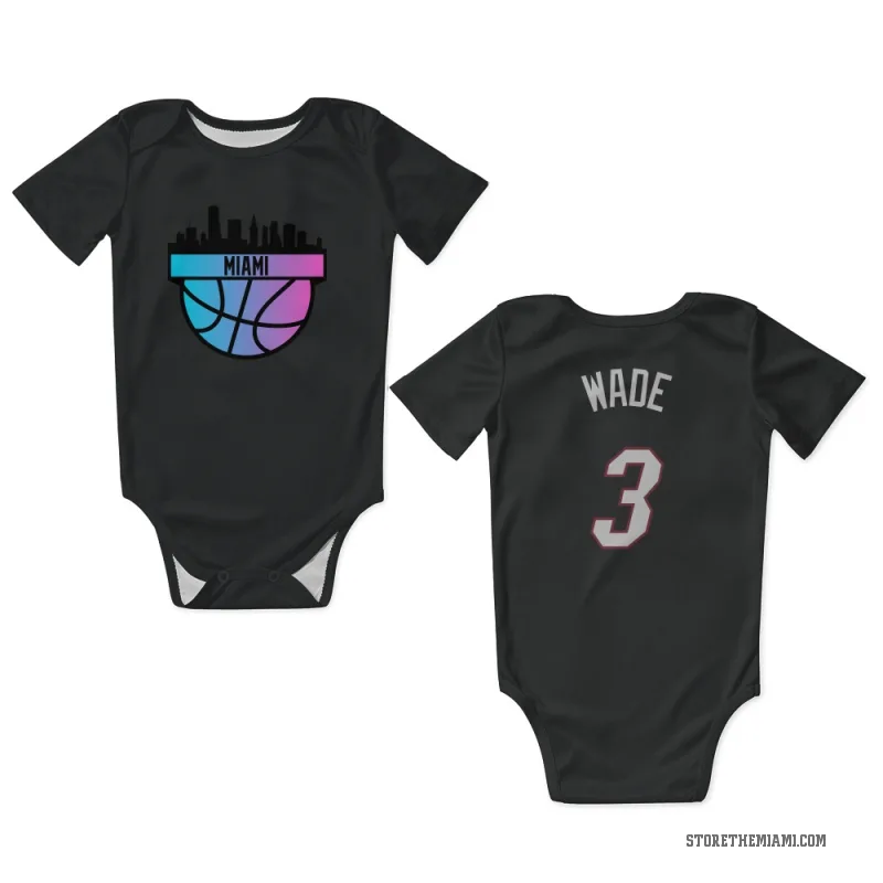 Dwyane Wade  Black Miami Heat  Newborn & Infant Bodysuit