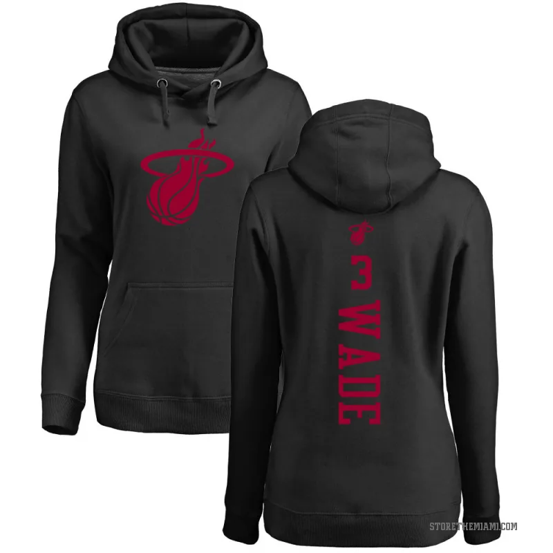 Dwyane Wade Women's Black Miami Heat Branded One Color Backer Pullover Hoodie