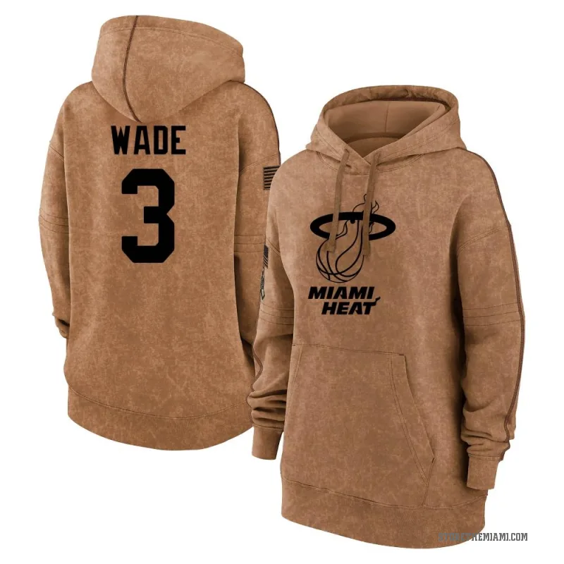Dwyane Wade Women's Brown Miami Heat 2023 Salute to Service Pullover Hoodie