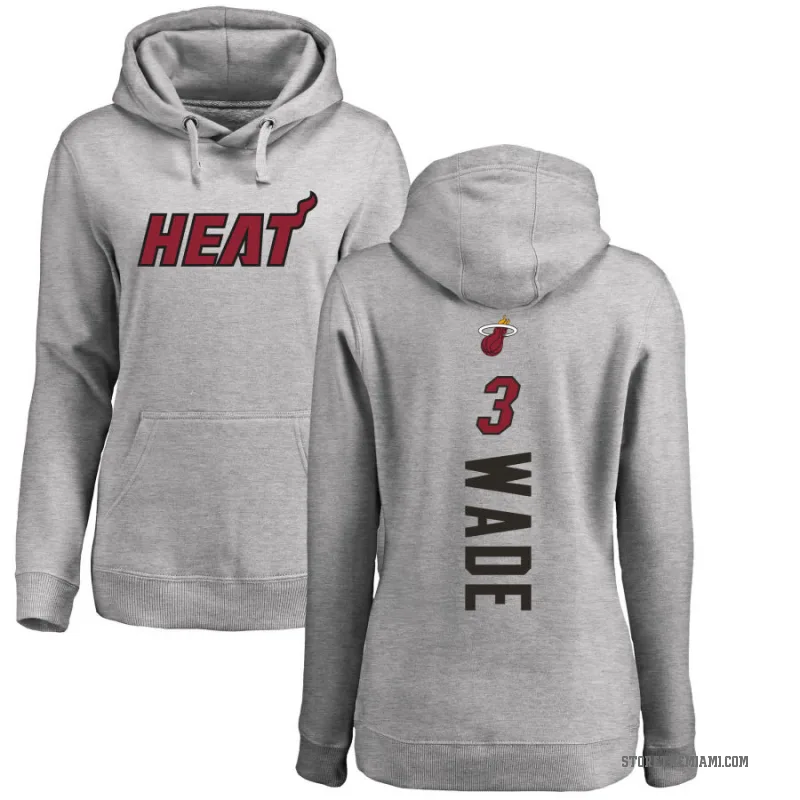 Dwyane Wade Women's Miami Heat Branded Ash Backer Pullover Hoodie