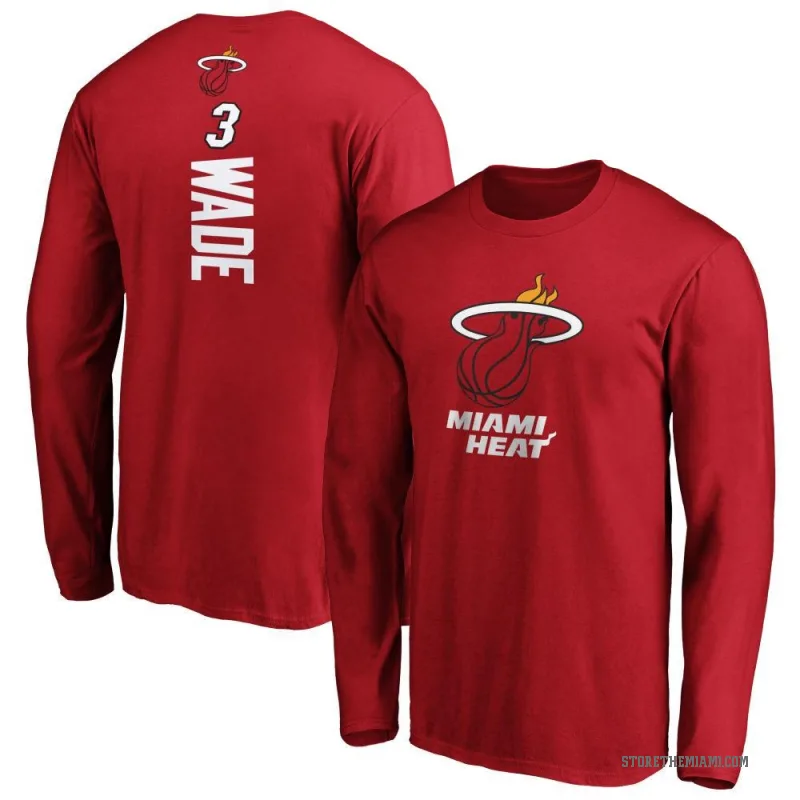Dwyane Wade Youth Miami Heat Cardinal Backer Long Sleeve T-Shirt