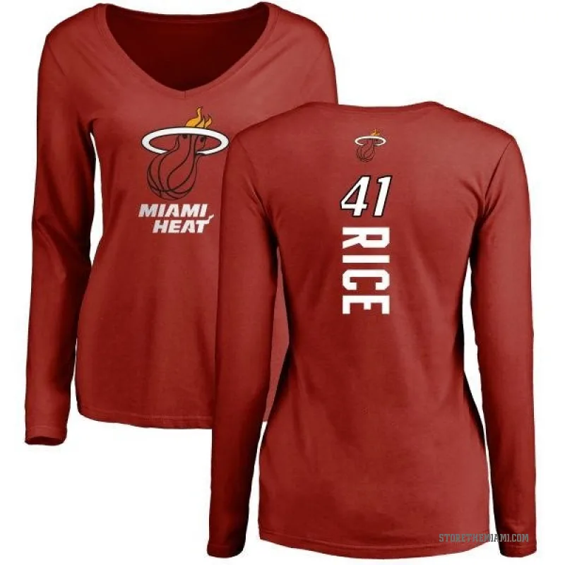 Glen Rice Women's Miami Heat Cardinal Backer Long Sleeve T-Shirt
