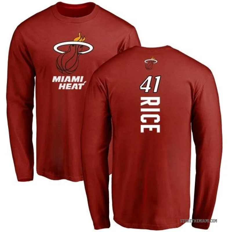 Glen Rice Youth Miami Heat Cardinal Backer Long Sleeve T-Shirt