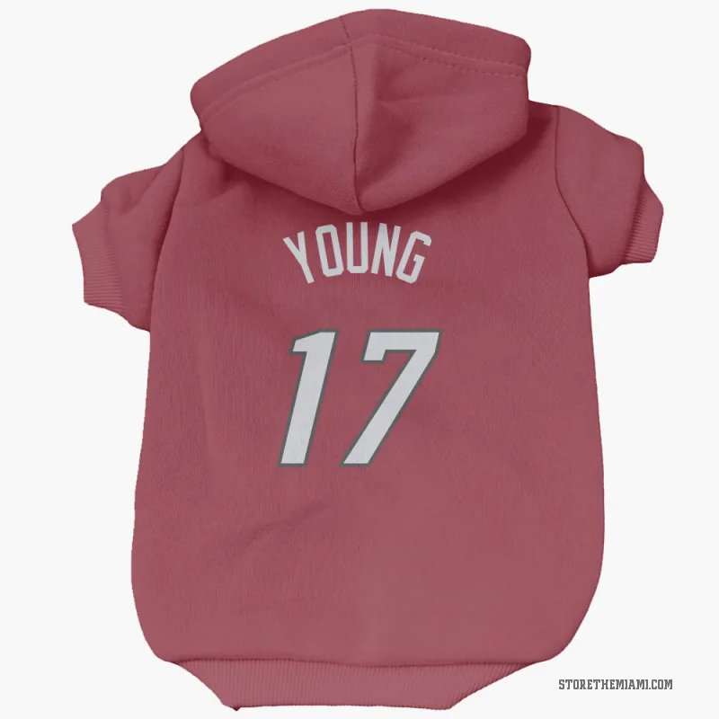 Jahmir Young  Red Miami Heat  Cat & Dog Pet Hoodie