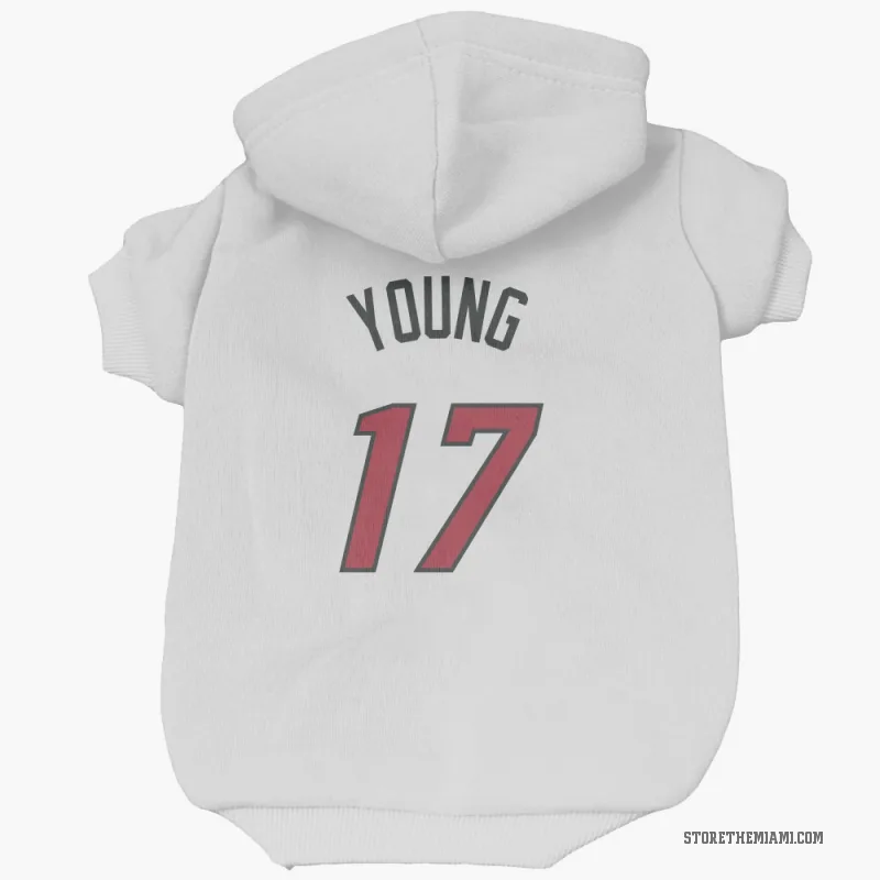 Jahmir Young  White Miami Heat  Cat & Dog Pet Hoodie