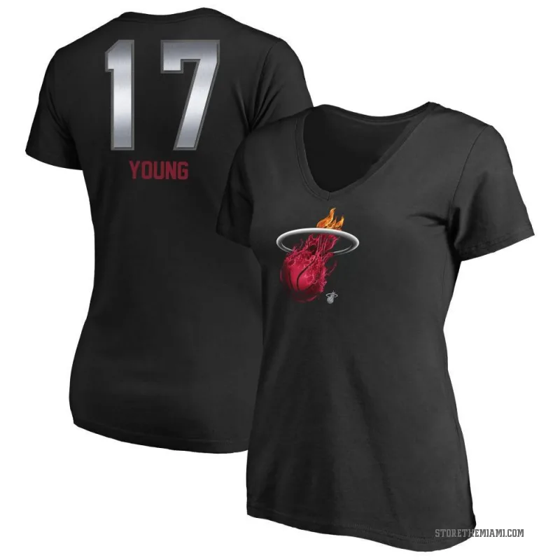 Jahmir Young Women's Black Miami Heat Midnight Mascot T-Shirt