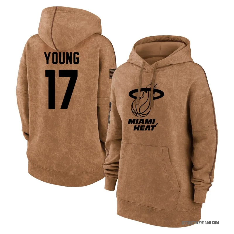Jahmir Young Women's Brown Miami Heat 2023 Salute to Service Pullover Hoodie