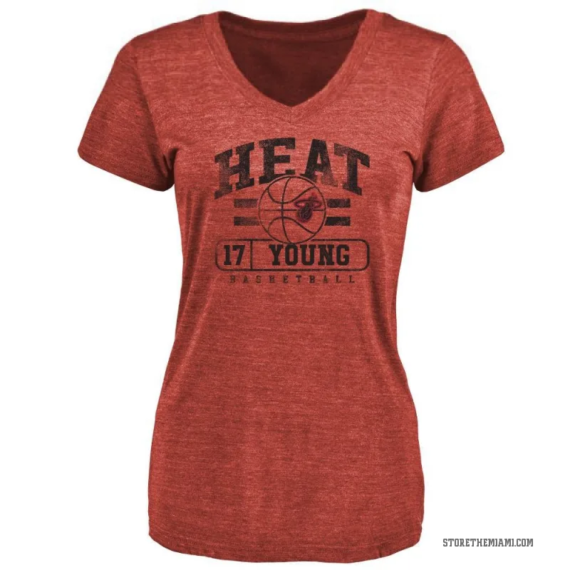 Jahmir Young Women's Miami Heat Cardinal Baseline T-Shirt