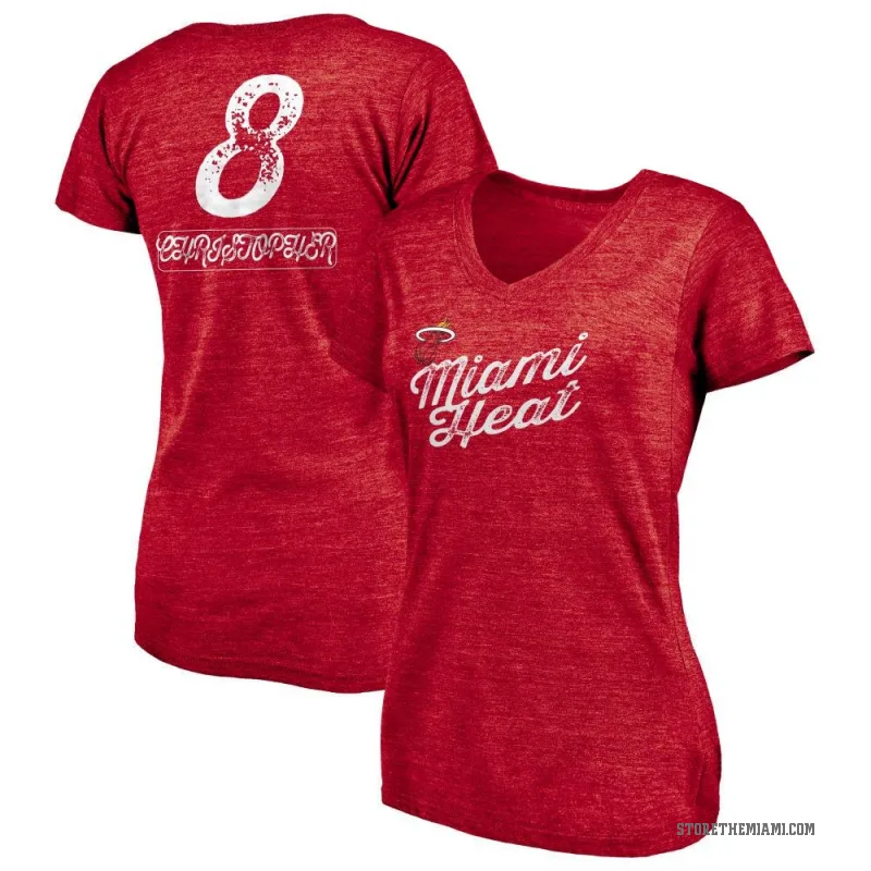 Josh Christopher Women's Red Miami Heat Sideline V-Neck T-Shirt
