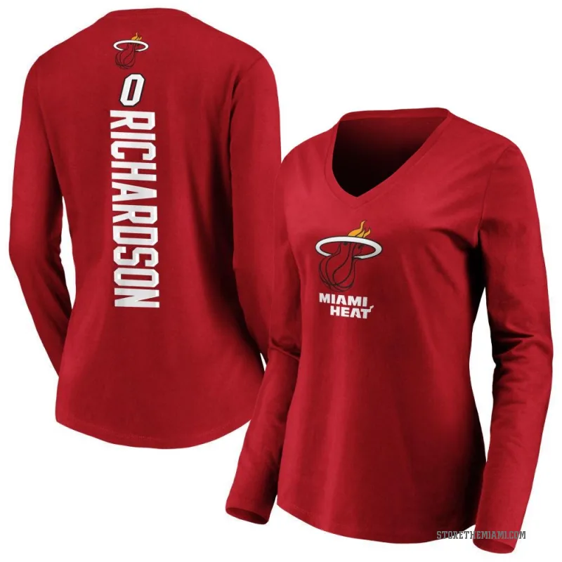 Josh Richardson Women's Miami Heat Cardinal Backer Long Sleeve T-Shirt