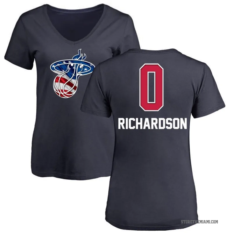 Josh Richardson Women's Navy Miami Heat Name and Number Banner Wave V-Neck T-Shirt