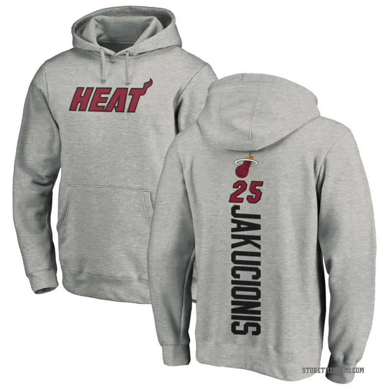 Kasparas Jakucionis Men's Miami Heat Branded Ash Backer Pullover Hoodie