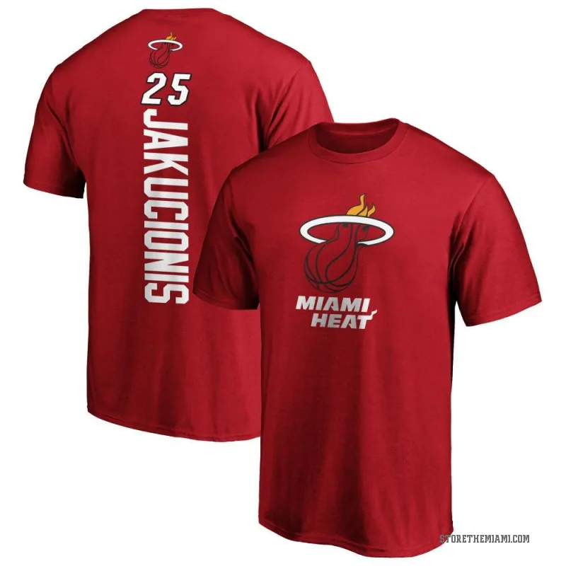Kasparas Jakucionis Men's Miami Heat Cardinal Backer T-Shirt