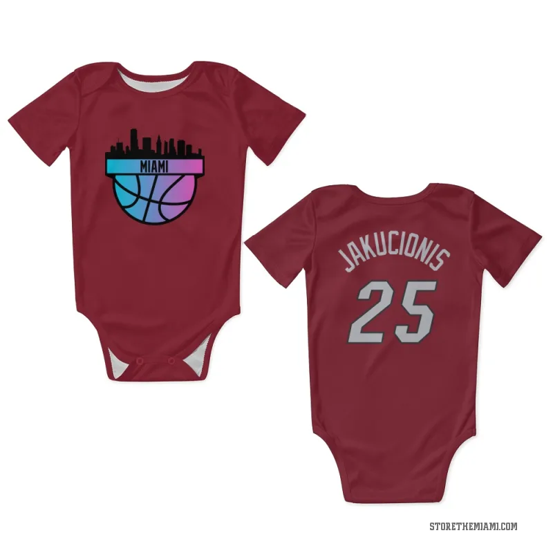 Kasparas Jakucionis  Red Miami Heat  Newborn & Infant Bodysuit