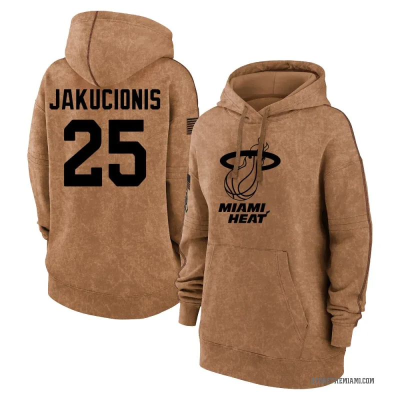 Kasparas Jakucionis Women's Brown Miami Heat 2023 Salute to Service Pullover Hoodie